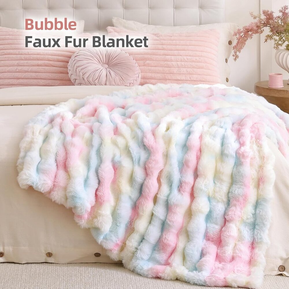 Fur Throw Blanket for Couch 50" x 60"